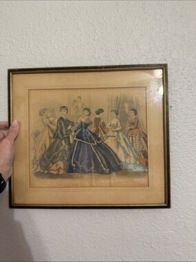 Vintage Framed Print from Les Modes Parisiennes Magazine, 1867 Victorian Era